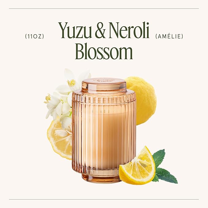 LA JOLIE MUSE Yuzu & Neroli Blossom Candles, Scented Candle Gifts for Women&Men, Natural Soy Candles, Long Burning Luxury Jar Candle, 11oz