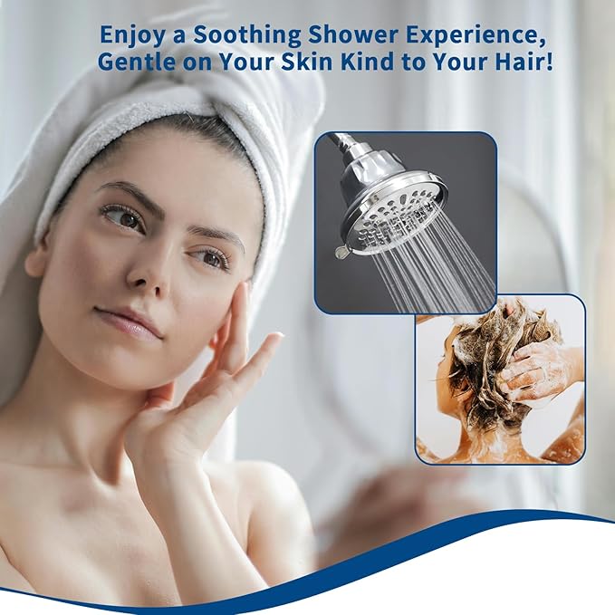 Filtered Shower Head, Water Softener Shower Head with Filter for Hard Water | High Pressure Filtered Head for Healthier Hair Skin Reduce Hair Shedding, Protect Colored Hair, Soothe Dry Skin