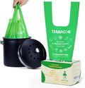 TERRACOR 1.6 Gallon Compostable Food Scrap Bags Handle Tie for Kitchen Countertop Bin, 6 Liter Small Compost Bags, 50 Count, BPI Certified and Meet The ASTM D6400 Standard