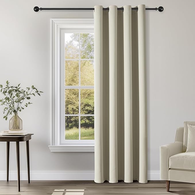 ChrisDowa Grommet Blackout Curtains for Bedroom - Thermal Insulated Room Darkening Curtains for Living Room (1 Panel Set, Beige,52W x 84L)