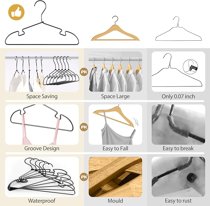 20-Pack Black Aluminum Hanger, 12.6-inch Kids Baby Hangers, Sturdy Metal Kids Hangers for Wardrobe, Space-Saving Toddler Hanger