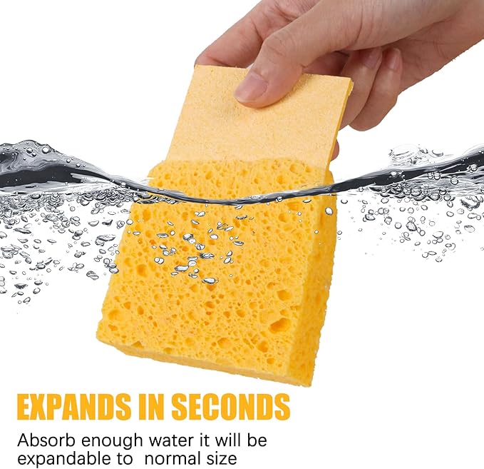 JOHOKAKITI Kitchen Sponges, 12-Count Cellulose Sponges, Durable Dish Sponge for Cleaning, Cleaning Scrub Colored Sponge, Multiple Use for Dishes Washing, Compressed Packaging