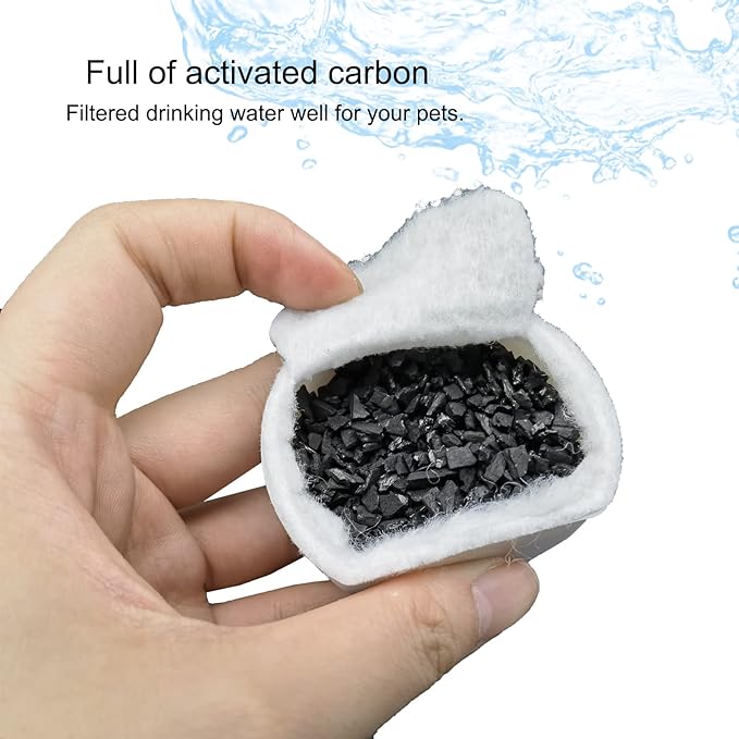 8 Pack Pet Fountain Filter Replacement,4 Carbon Filters and 4 Foam Pre-Filter Replacement Compatible with Multiple Pet Water Dispensers Water Bowl