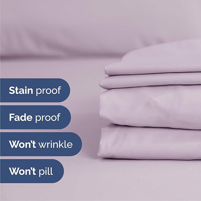 Queen 6 Piece Sheet Set - Comfy Breathable & Cooling - Soft Hotel Luxury Bedding Set with 8-16 Inch Deep Pockets - 1 Flat & 1 Fitted Sheet & 4 Pillowcases - Wrinkle Free & Easy Care - Light Lavender