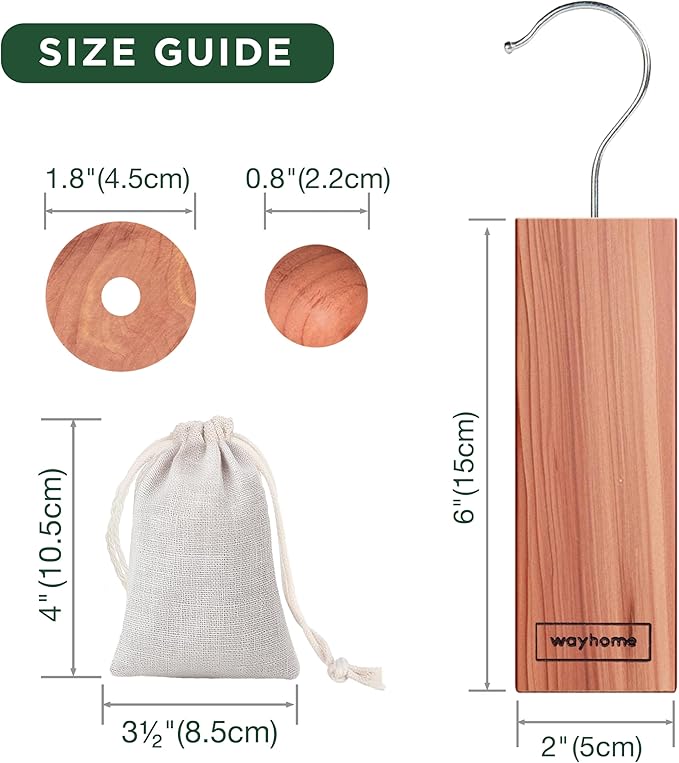 WAYHOME Cedar Blocks for Clothes Storage – 40 Pack Natural Red Cedarwood Closet Set with Cedar Blocks, Rings & Sachets for Drawers, Closets, Shoe Racks, Shelves & Storage