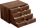 GENUINED Black Walnut Wooden Jewelry Box, Gifts for Women, Large High End Wood Jewelry Organizer, Vintage Style for Watch Necklace Ring Earring Storage(4 Layer)