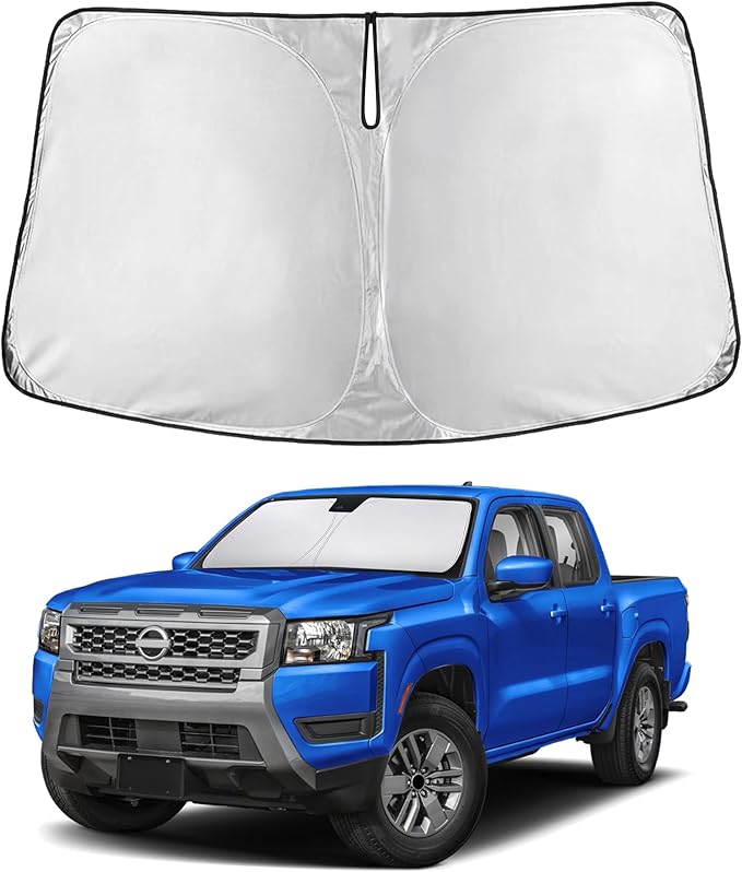 EcoNour Windshield Sun Shade Compatible for Nissan Frontier 2022–2026 | Pickup Truck Front Window Sunshade | Foldable Sun Visor Protector | UV & Heat Blocking | Keeps Cabin Cooler