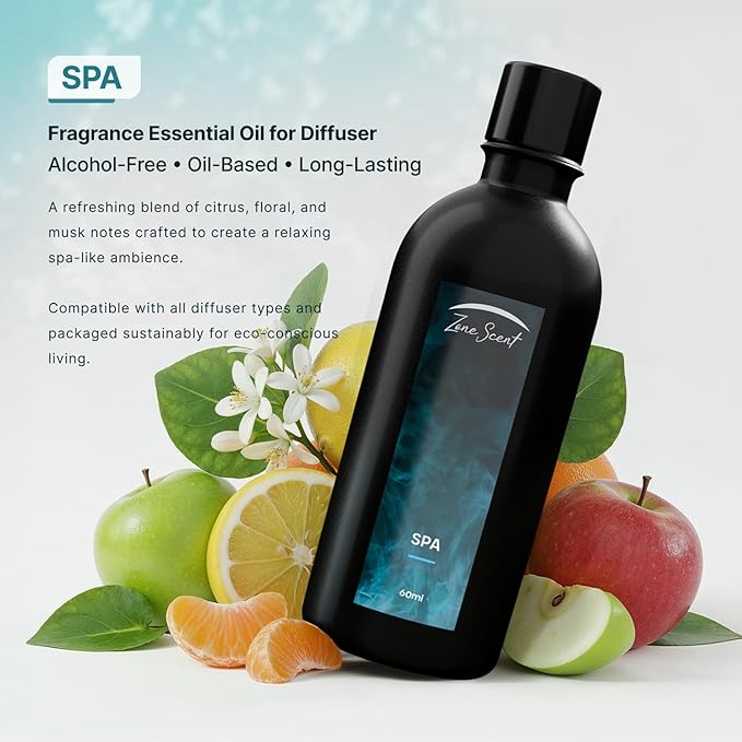 SPA Luxury Essential Oil for Diffusers - Relaxing Citrus & Floral Aromatherapy with Lemon & Jasmine - Soothing Spa Scent for Home & HVAC Systems