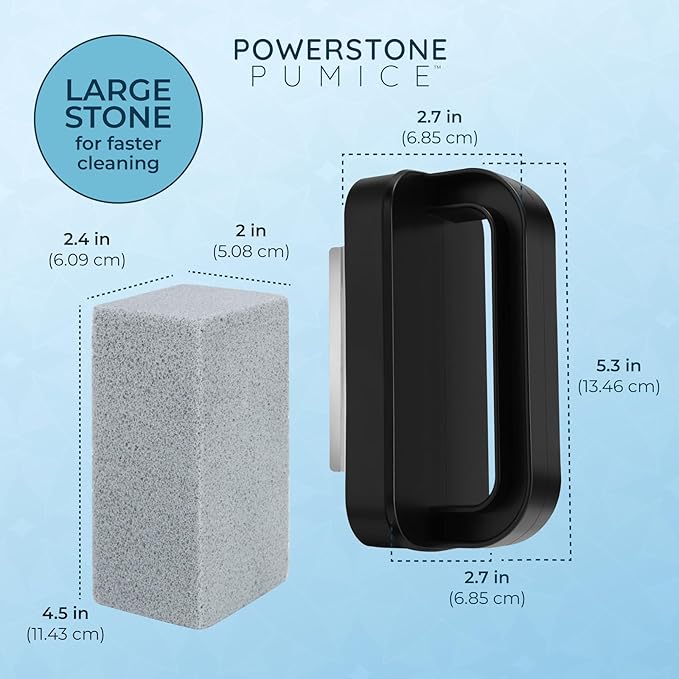 Powerstone Pumice Grill Stone Cleaning Block with Handle Set - Includes 2 Handles, 6 Pumice Stones for Cleaning Oven, Griddle, BBQ Grates, Stove, Flat Tops, Cookware, & Pans