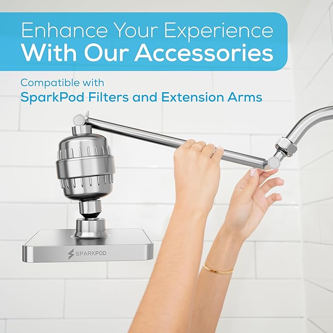 SparkPod Shower Head - High Pressure Rain - Premium Quality Luxury Design - 1-Min Install - Easy Clean Adjustable Replacement for Your Bathroom Shower Heads (Luxury Polished Chrome, 6 Inch Square)