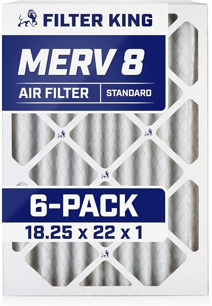 Filter King 18.25x22x1 Air Filter | 6-PACK | MERV 8 HVAC Pleated A/C Furnace Filters | MADE IN USA | Actual Size: 18.25 x 22 x .75"