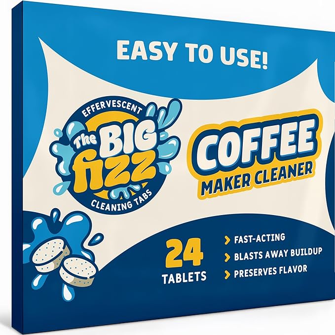 THE BIG FIZZ Coffee Maker Descaler - Easy to Use Coffee Machine Tablets Compatible with All Major Brands - Fast Acting Descaling Tablets Preserves Brew Flavor & Machine Longevity (24 Count)