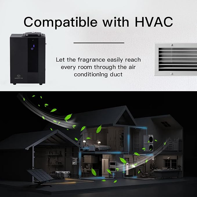 Smart Waterless Diffuser - Essential Oil Scent Machine HVAC System 4000 Sq.Ft Coverage Whole House Aroma & Hotel Collection, APP & Touch Control 800ml Large Capacity Aromatherapy Metal Material