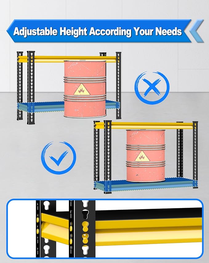SDXYSTCE 48" W Garage Storage Shelves Heavy Duty, 2800LBS Loads Adjustable Garage Shelving, 5-Tier Metal Shelving Units and Storage Racks, Industrial Utility Shelf,48''Wx18''Dx78''H, Yellow