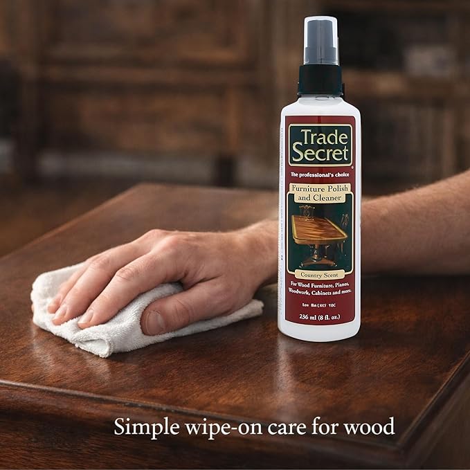 Trade Secret Country Scented Furniture Polish 8 fl oz (236 ml) For Wood Furniture, Pianos, Cabinets, Low VOC, No Wax or Silicone
