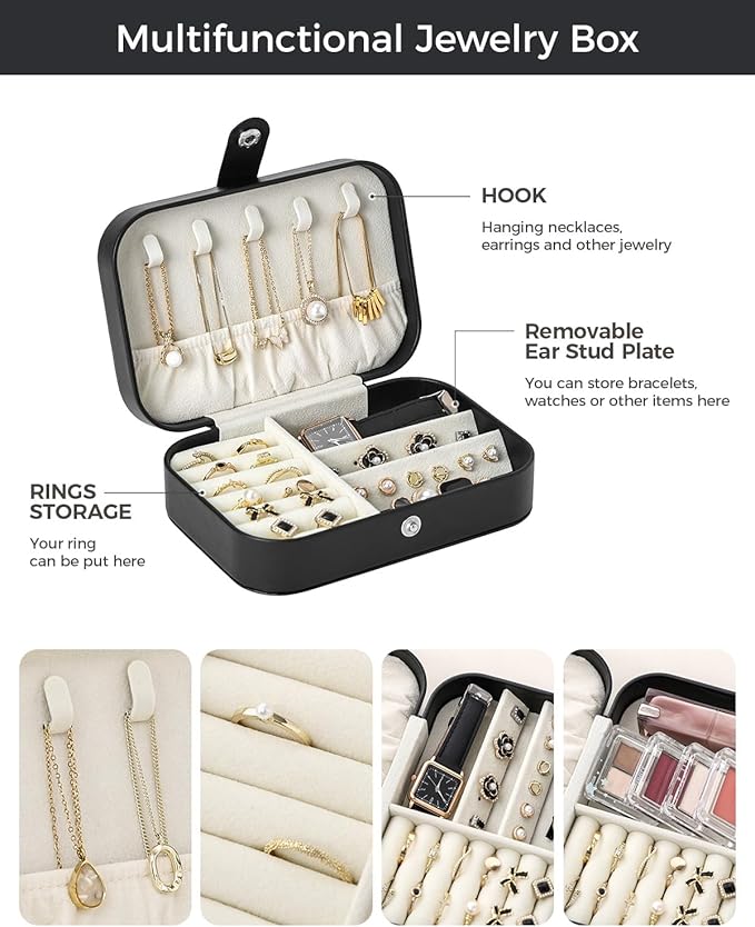 CASEGRACE Jewelry Box For Women Portable Travel Jewelry Case for Necklace Earring Rings Jewelry Holder Case Gift Box Girls
