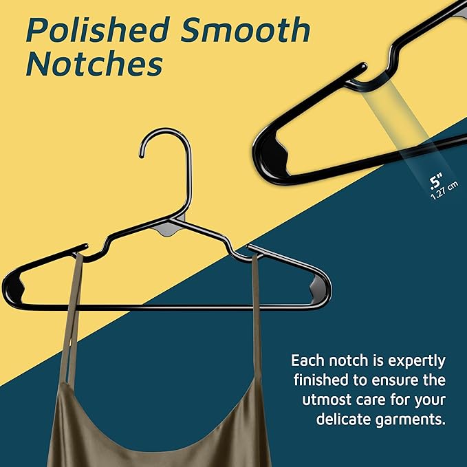 Lifemaster Plastic Kids Clothes Hanger – Children Clothes Hanger with Shoulder Notch, 11.6 Inch Space-Saving Closet Organizer for Baby, Toddler, and Kids Clothing, Hold Up to 5 lbs, Pack of 20, Black