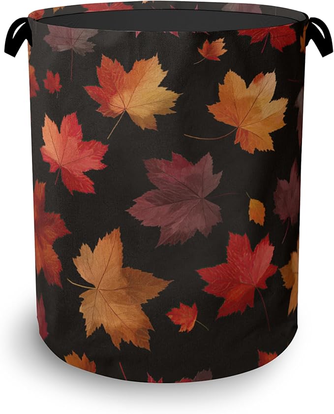 Maple Leaves Laundry Basket,Autumn Foldable Oxford Cloth Tote Bag Laundry Hamper Clothes Storage Bucket Organizer for Bedroom Laundry Storage Dormitories 16" x 20.8"