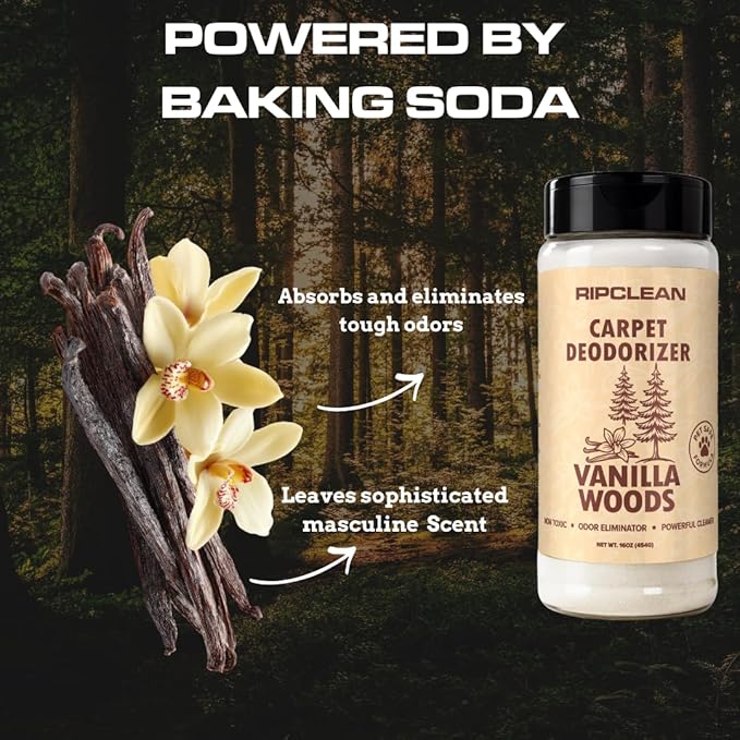 Ripclean Carpet Deodorizer & Freshener Cleaning Powder, Odor Eliminator for Strong Odors & Homes w/Pets, Safe around Kids & Pets, Use on Carpet, Rugs, Upholstery & More (16 Ounce, Lemon)