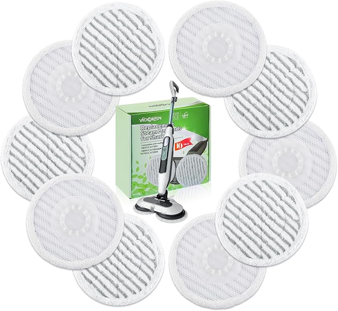 10 Pack Steam Mop Replacement Pads for Shark S8001 S7001 S7201 S7000AMZ S8201 Steamer Mop Washed Pad Repeatedly for All Floors Cleaning