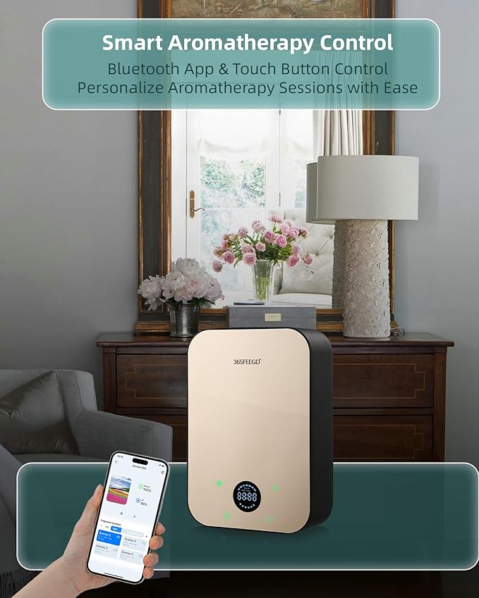 Waterless Essential Oil Diffuser - 150mL Smart Portable Bluetooth Diffuser | Dual-Power (Battery/AC) | Covers up to 1500 Sq Ft Home Aromatherapy