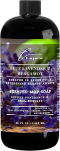 Lapew Blue Lavender & Bergamot Scented Mop Soap Concentrate 36 oz | Premium Fragranced Floor Cleaner | Streak-Free | Hard Floor Cleaning Solution | Eco Friendly | Made in USA