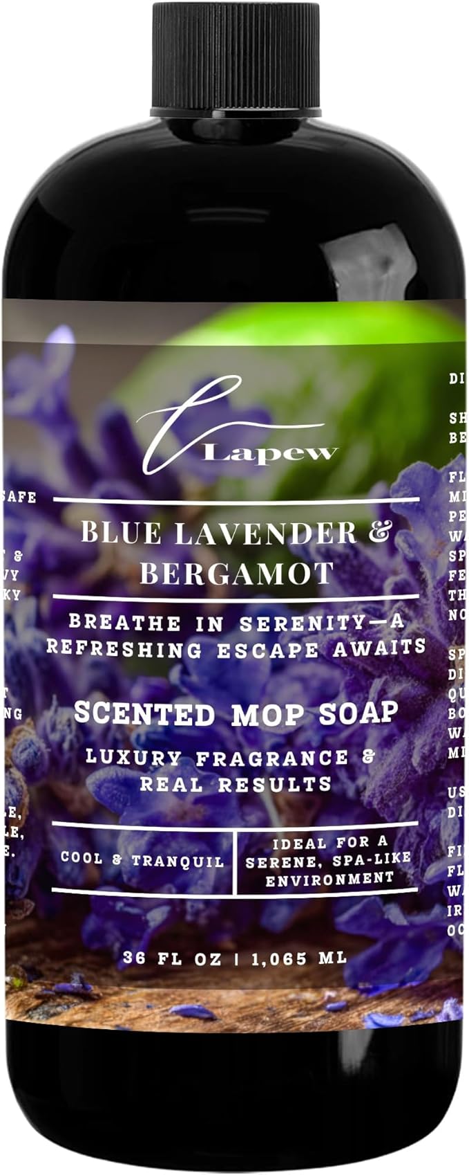 Lapew Blue Lavender & Bergamot Scented Mop Soap Concentrate 36 oz | Premium Fragranced Floor Cleaner | Streak-Free | Hard Floor Cleaning Solution | Eco Friendly | Made in USA