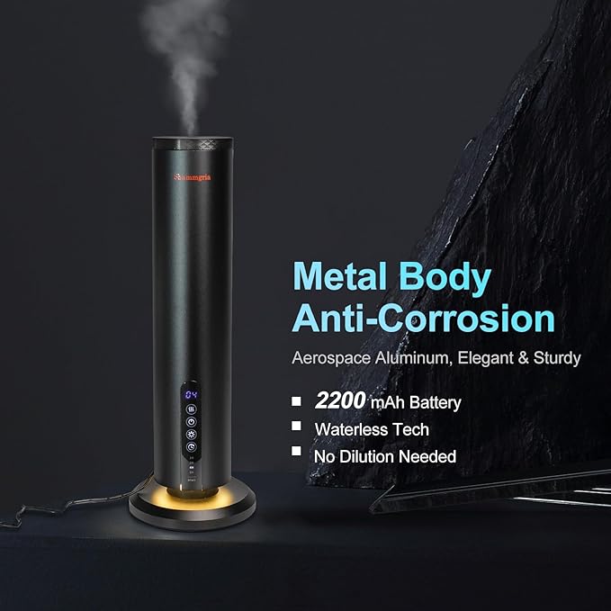 Air Diffuser Bluetooth Waterless Essential Oil Aromatherapy Diffuser with Timer, 1200 Sq Ft Coverage Fit for Home, Office, Bedroom & Spa-Black