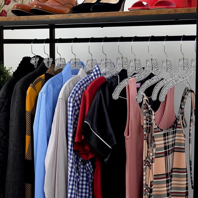 Clothes Hangers Plastic Set of 50 Pack Heavy Duty Hangers Dresses, T-Shirts Shirt Dress Blouse Hangers for Closet Organization Crystal Hanger Women and Men Coat Hanger