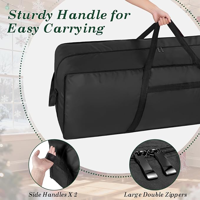 9 ft Christmas Tree Storage Bag, Heavy Duty Christmas Tree Bag with Reinforced Handles and Dual Zippers Wide Opening, Large Capacity fits for Artificial Christmas Tree (Black, 9 ft)