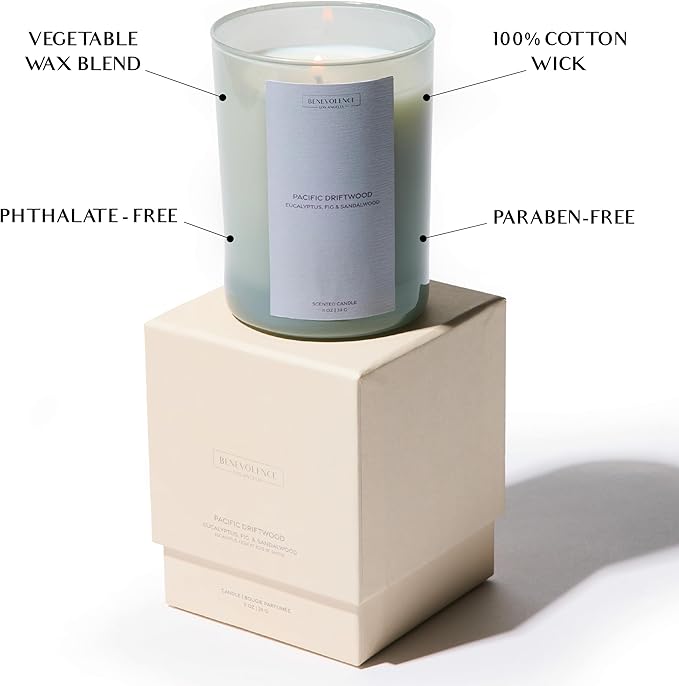Benevolence LA Pacific Driftwood Gift Box | Candle, Room Spray & Reed Diffuser | Eucalyptus, Fig & Sandalwood | Coastal Home Fragrance | Ready for Gifting | Gift Set for Women