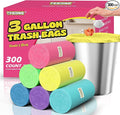 T.FORING 300 Count 3 Gallon Trash Bags - 12 Liter Colored Small Garbage Bags Unscented Wastebasket Liners Heavy Duty & Leakproof Mini Can Liners for Bathroom Toilet Home Office