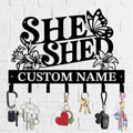 Personalized She Shed Metal Keys Hooks,Custom Name Metal She Shed Keys Hooks,Black Metal She Shed Wall Home Storage Decorative Keys Hooks,Key Holder Hooks for Wall (Style B)
