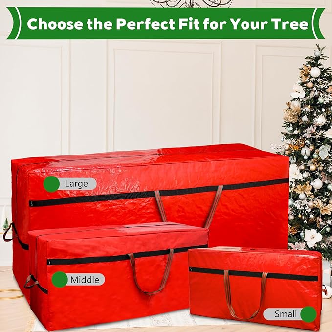 Christmas Tree Bag 4FT/5FT Small Christmas Tree Storage Bag Waterproof Tearproof with 4 Handles Easy to Transport/Organize Red