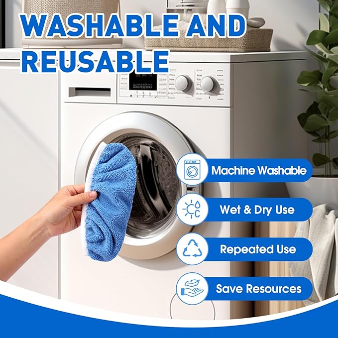 8Pcs Blue Reusable Microfiber Mop Pads Compatible with Swiffer Sweeper Mops,Dry Sweeping Cloths & Wet Pads Refills,Washable Mop Pads for Floor Cleaning