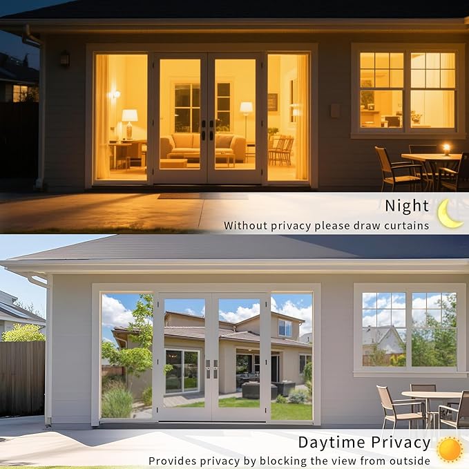 Window Privacy Film One Way Daytime Mirror Tint Treatments UV Heat Control Vinyl Stickers Sun Block Glass Paper Door Covering Reflective (Silver, 41.3 Inch x 7.8 Feet)