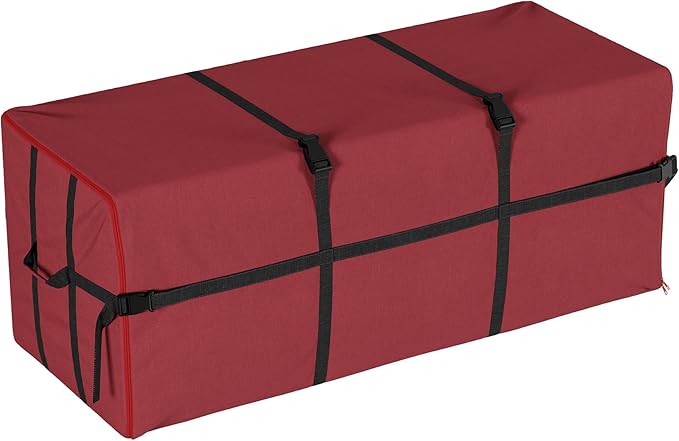 Elf Stor Heavy Duty Canvas Christmas Tree Storage Bag with Straps, fits up to 9 ft Tree, Red