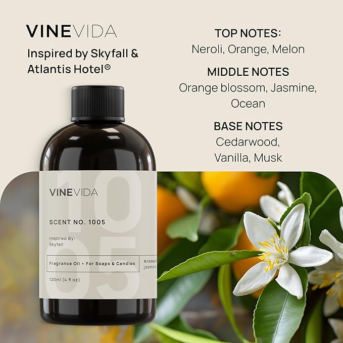 VINEVIDA [128oz] Scent No.1005 Inspired by Atlantis Hotel Fragrance Oil - Made in USA Natural Candle Fragrance Oil - Scents for Candle and Soap Making