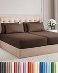 Split King 7 Piece Sheet Set - Comfy Breathable & Cooling - Ultra-Soft Hotel Luxury Bedding Set w/ 8-16 Inch Deep Pockets - 1 Flat & 2 Fitted Sheet & 4 Pillowcases - Wrinkle Free & Easy Care - Brown