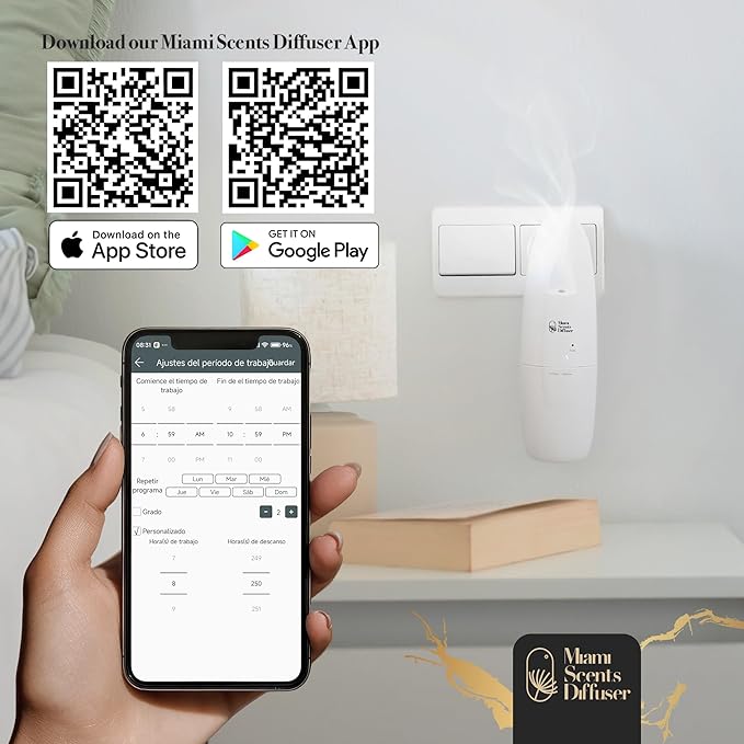 Plug in Wall Waterless Diffuser + Secret Hotel Essential Oils 4 Fl Oz Included Coverage Up to 500 SqFt Smart Bluetooth App Control Scent Air Machine for Home, Office and Spa Ideal for Aromatherapy.