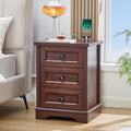 LIDYUK 3-Drawer Cherry Wood Dresser for Bedroom Farmhouse Dresser Chest of Drawers, 25" Tall Nightstand with Charging Station Chest of Drawers for Bedroom, Living Room