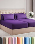 Split King 7 Piece Sheet Set - Comfy Breathable & Cooling - Ultra-Soft Hotel Luxury Bedding Set w/ 8-16 Inch Deep Pockets - 1 Flat & 2 Fitted Sheet & 4 Pillowcases - Wrinkle Free & Easy Care - Purple