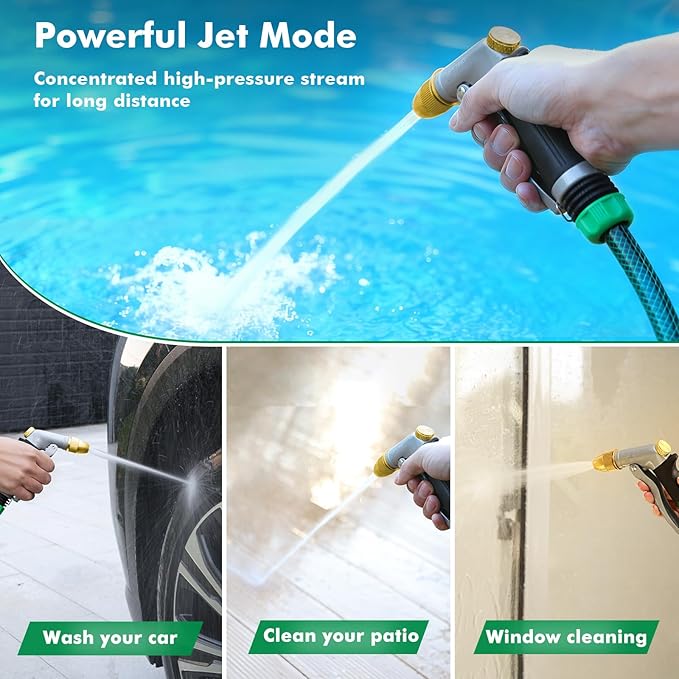 RESTMO Heavy Duty Metal Water Hose Nozzle, High Pressure Garden Hose Nozzle, Hose Sprayer Nozzle with Adjustable Spray Patterns for Garden Watering, Car Washing, Patio and Pet, Black