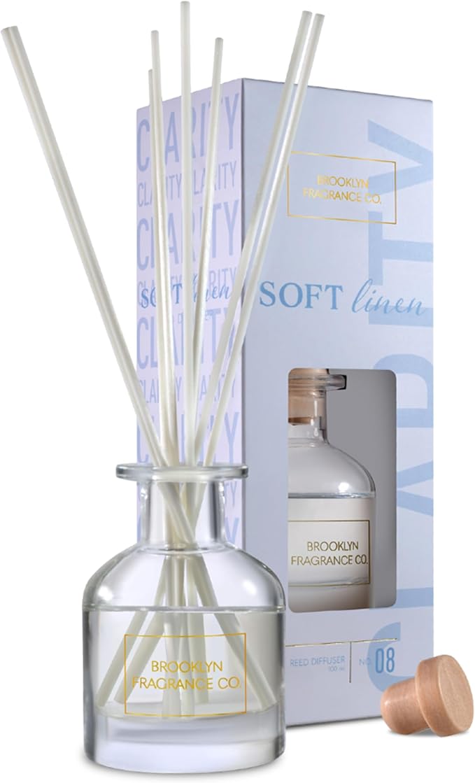 Brooklyn Fragrance Co. Aroma Diffuser - Long Lasting Premium Fragrance - Soft Linen Air Freshener for Home - Scent Diffuser for a Large Room - 100ML