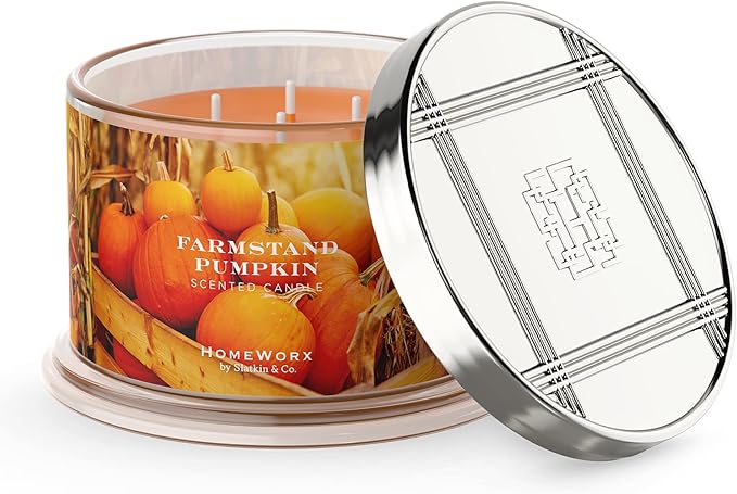 HomeWorx by SLATKIN + CO. Candle- Farmstand Pumpkin, 18 oz. Premium Scented Candle - 30-55 Hours Burn Time