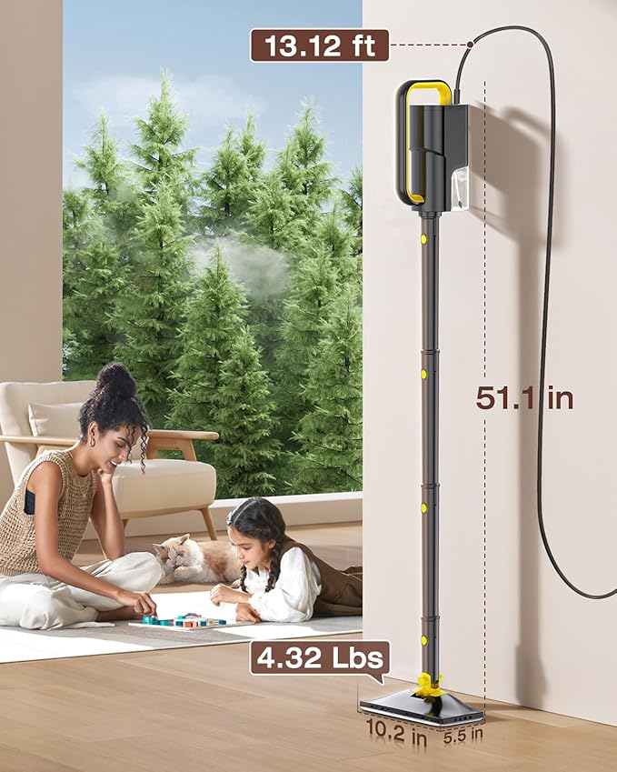 LABIGO 10-in-1 Steam Mop with Detachable Handheld Steamer, 350ml Tank, 10s Heat-Up, 248°F Steam Cleaner, 2-Level Control and Swivel Head for Floors, Carpets, Tiles, BBQ grill Multi-Surface Dark Grey