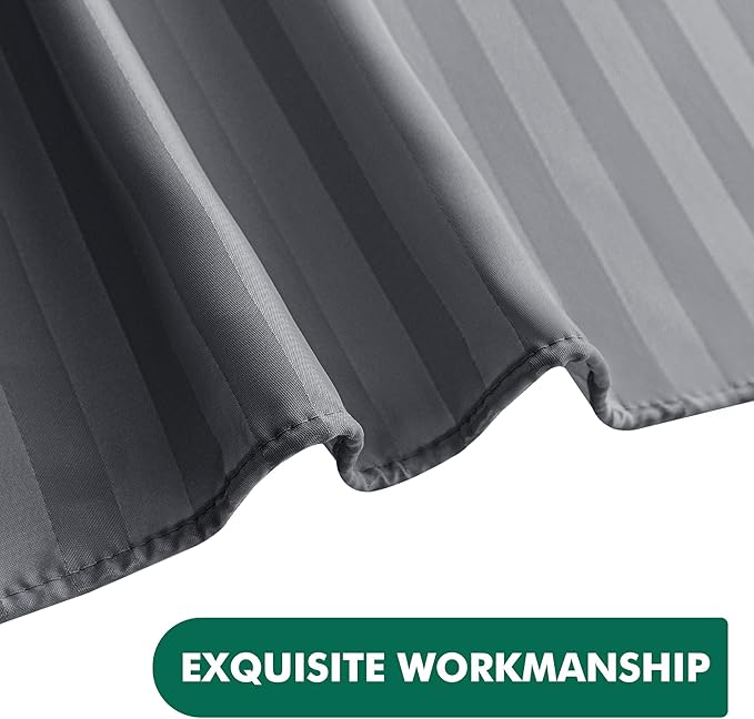 Biscaynebay Fabric Shower Curtain Liner 72" x 72", Dark Grey Water Repellent Stripes Bathroom Curtains Machine Washable
