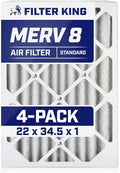 Filter King 22x34.5x1 Air Filter | 4-PACK | MERV 8 HVAC Pleated A/C Furnace Filters | MADE IN USA | Actual Size: 22 x 34.5 x .75"