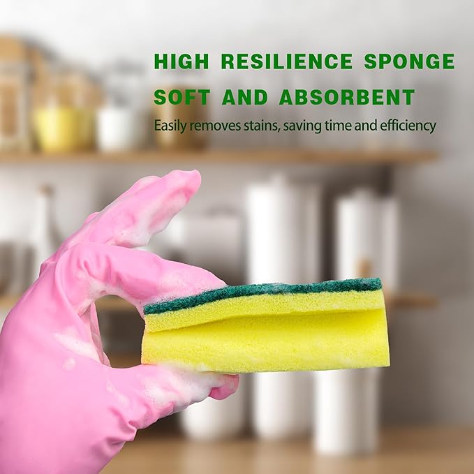 NESTLY Kitchen Sponges, Heavy Duty Dish Sponges for Cleaning Kitchen, Dishes, Bathroom, 6-Pack Cleaning Sponge