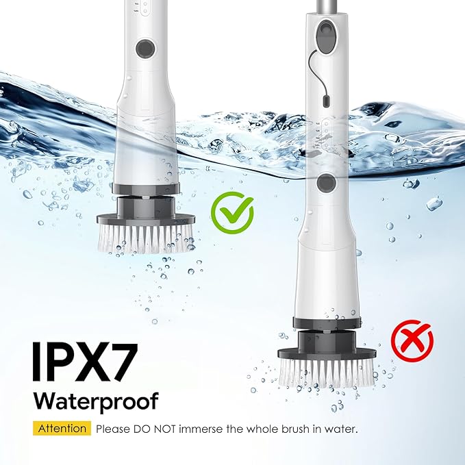 Sorpci Electric Spin Scrubber, 2026 New Cordless Cleaning Brush, Shower Cleaning Brush with 7 Replaceable Brush Heads, Power Scrubber 3 Adjustable Speeds, Detachable Long Handle & IPX7 Waterproof